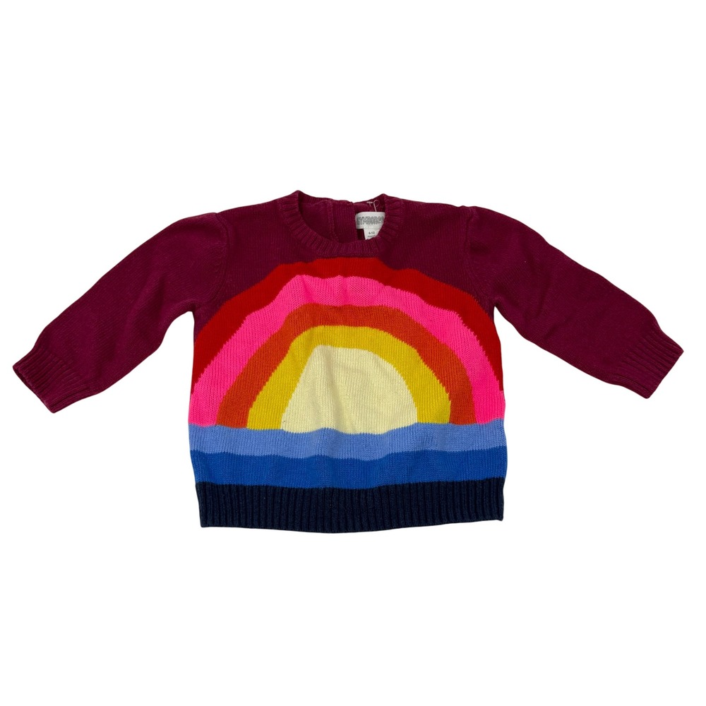 Gymboree Rainbow Knit Sweater 6-12 Months Purple Retro Boho Whimsical